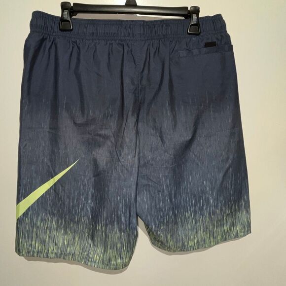 Nike Men's Black Green Gradient Mesh Drawstring Swoosh Athletic Swim Trunks XL - Picture 7 of 9